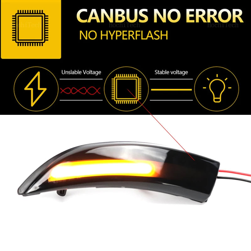 Ford Fiesta MK6 MK7 Smoked LED Dynamic Turn Signal Light Side Mirror Light