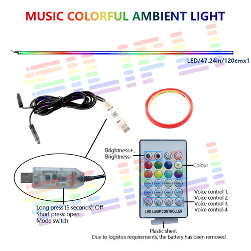 LED Ambient Light USB 64 Colors Acrylic Strips 110cm Full Colors