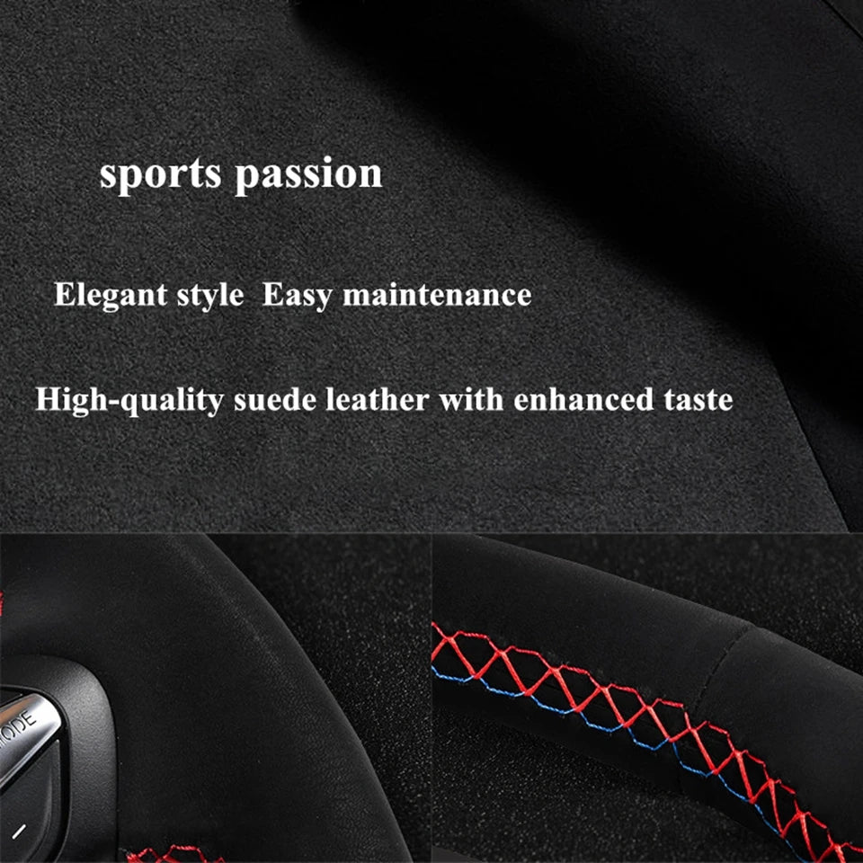 Steering Wheel Cover Anti-slip Black Suede For Volkswagen Golf 7 7.5 GTI Golf R MK7 Polo Scirocco 2015 2016 Car Accessories