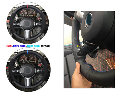 Black Suede Leather Car Steering Wheel Cover For BMW F87 M2 F80 M3 F82 M4 M5 F12 F13 M6 F85 X5 M F86 F33 X6 M F30 M Sport