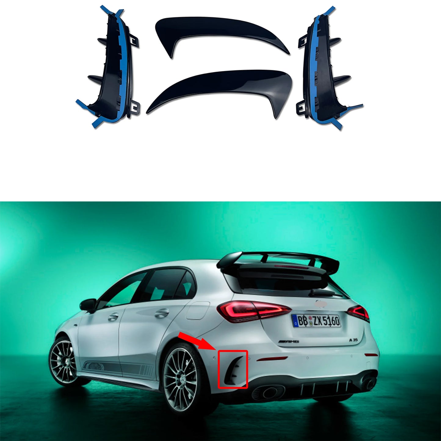Pair Rear Bumper Canards Splitter For Mercedes Benz W177 AMG Line Hatchback A180 A200 A220 A160 A250 A35 2019