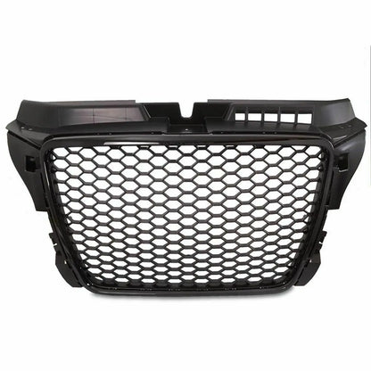 RS3 Style Front Sport Hex Mesh Honeycomb Hood Grill Gloss Black for