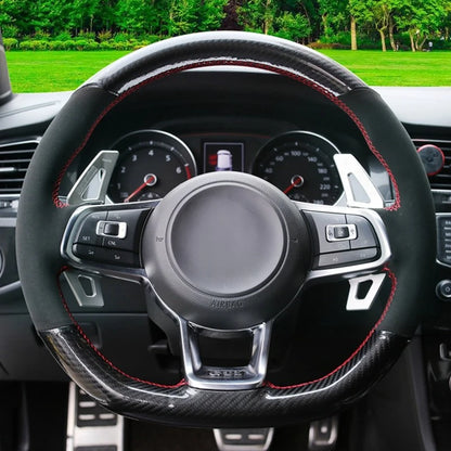Steering Wheel Cover Anti-slip Black Suede For Volkswagen Golf 7 7.5 GTI Golf R MK7 Polo Scirocco 2015 2016 Car Accessories