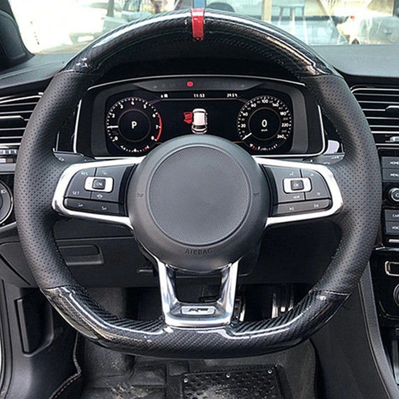 Steering Wheel Cover Anti-slip Black Suede For Volkswagen Golf 7 7.5 GTI Golf R MK7 Polo Scirocco 2015 2016 Car Accessories