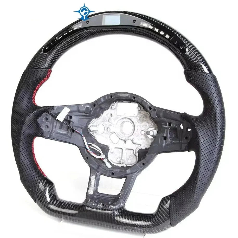 Carbon LED Steering Wheel - Perforated Leather For VW Golf MK7 MK7.5