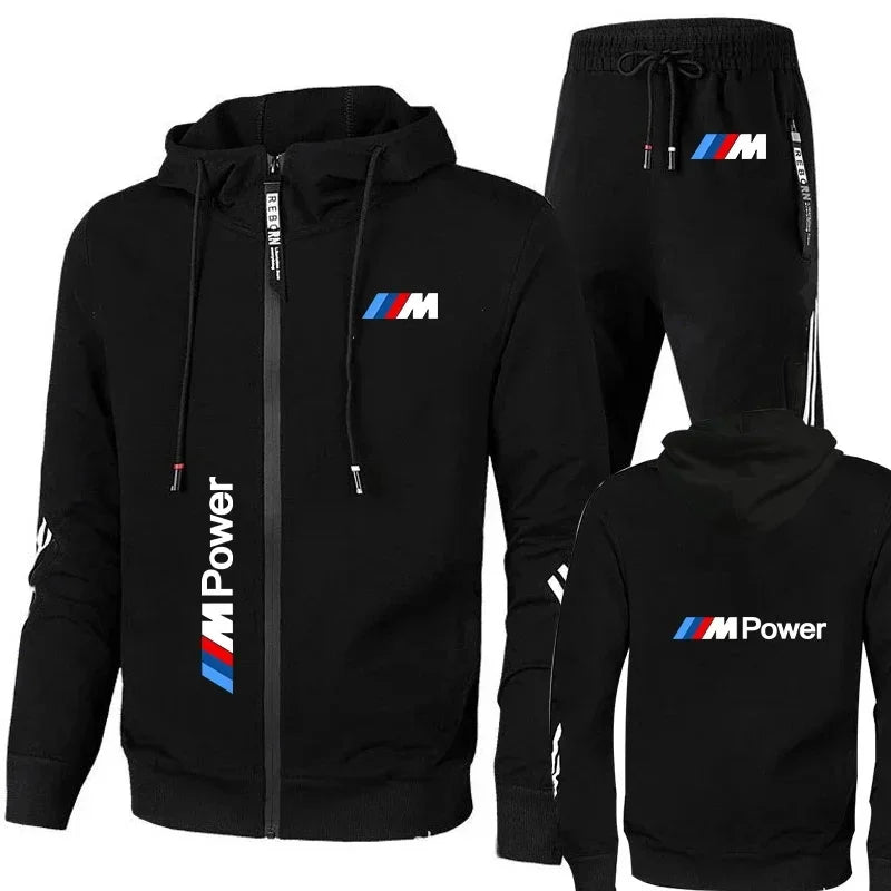 BMW Men's Hoodie Set 2-piece Set 2025 New BMW Printed Jacket Men's Winter Fashion Simple Hoodie Stormtrooper Coat BMW Jacket