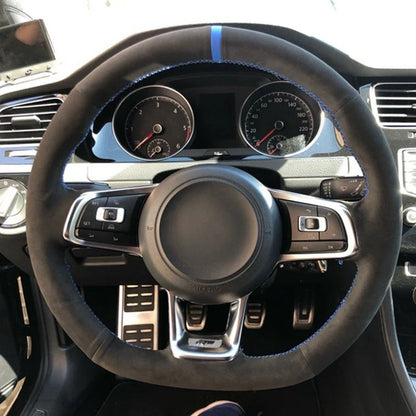 Steering Wheel Cover Anti-slip Black Suede For Volkswagen Golf 7 7.5 GTI Golf R MK7 Polo Scirocco 2015 2016 Car Accessories