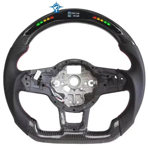 Carbon LED Steering Wheel - Perforated Leather For VW Golf MK7 MK7.5