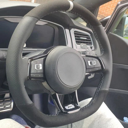 Steering Wheel Cover Anti-slip Black Suede For Volkswagen Golf 7 7.5 GTI Golf R MK7 Polo Scirocco 2015 2016 Car Accessories