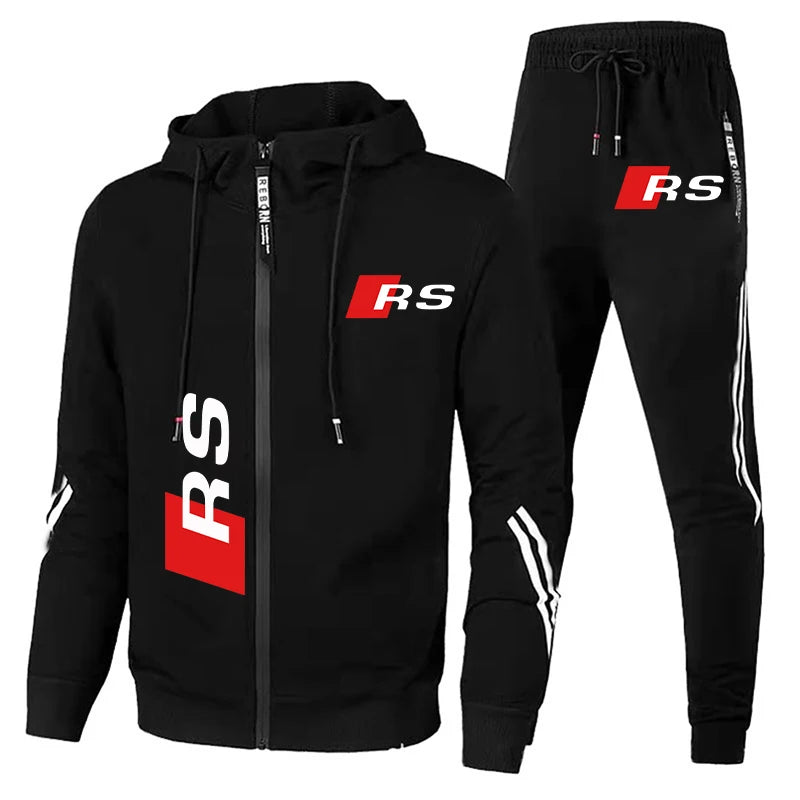 Autumn Winter Men's Clothing Tracksuit Audi RS Logo Print Sportswear Sweatshirt+Pants Sweat Suit Casual Audi Sports Hoodie Suits