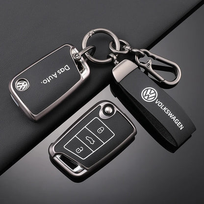 Leather Car Key Case For VW Volkswagen Golf 7 MK7 Tiguan MK2 T-roc T-cross