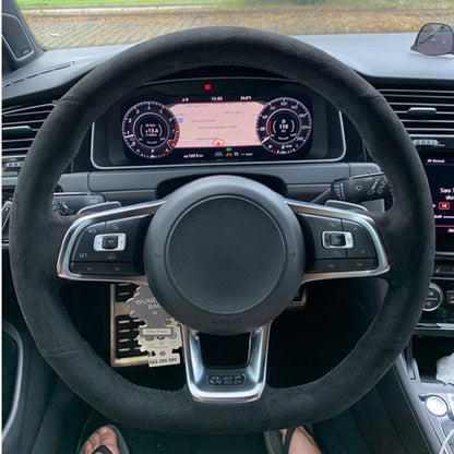 Steering Wheel Cover Anti-slip Black Suede For Volkswagen Golf 7 7.5 GTI Golf R MK7 Polo Scirocco 2015 2016 Car Accessories