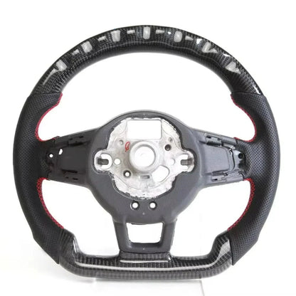 Carbon LED Steering Wheel - Perforated Leather For VW Golf MK7 MK7.5