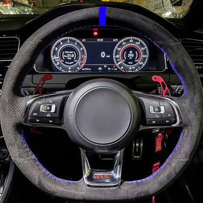 Steering Wheel Cover Anti-slip Black Suede For Volkswagen Golf 7 7.5 GTI Golf R MK7 Polo Scirocco 2015 2016 Car Accessories