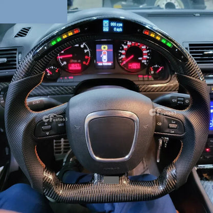 LED Carbon Fiber Steering Wheel For Audi B8 A4 A5