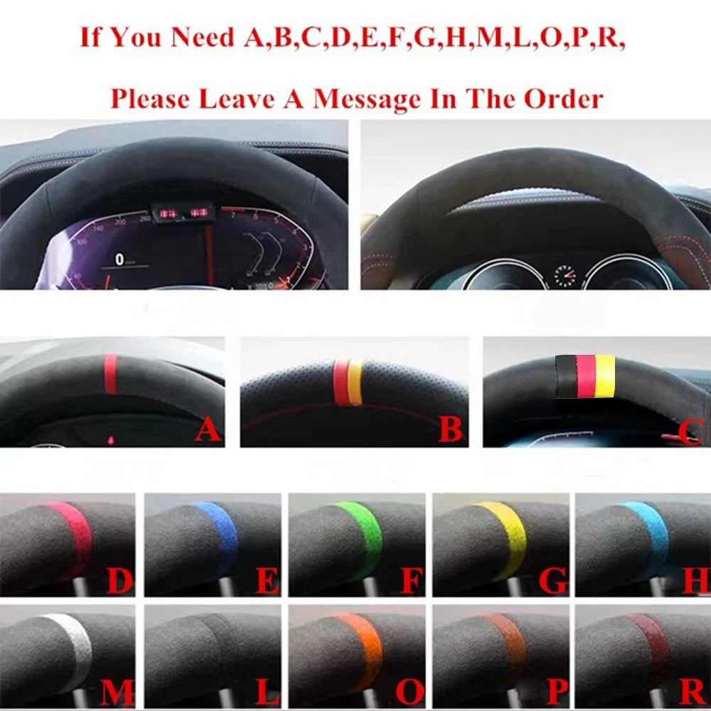 Steering Wheel Cover Anti-slip Black Suede For Volkswagen Golf 7 7.5 GTI Golf R MK7 Polo Scirocco 2015 2016 Car Accessories