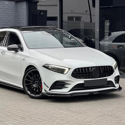 Mercedes Benz A CLASS 2019-2022 Front Lip Bumper Splitter Glossy Black Or Carbon Fibre Look