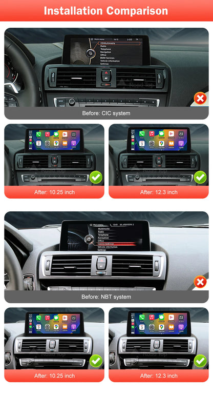 10.25" Wireless Carplay/Android Auto Multimedia Display For BMW 1 2 3 4 Series F20 F21 F22 F23 F45 F30 F31 F33 F36 NBT System