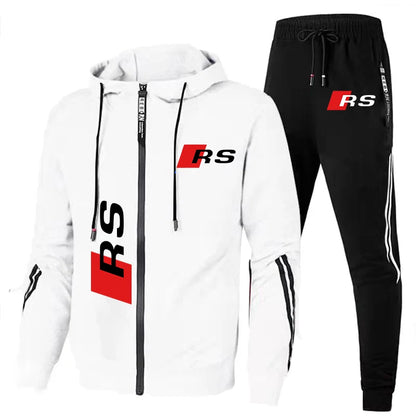 Autumn Winter Men's Clothing Tracksuit Audi RS Logo Print Sportswear Sweatshirt+Pants Sweat Suit Casual Audi Sports Hoodie Suits