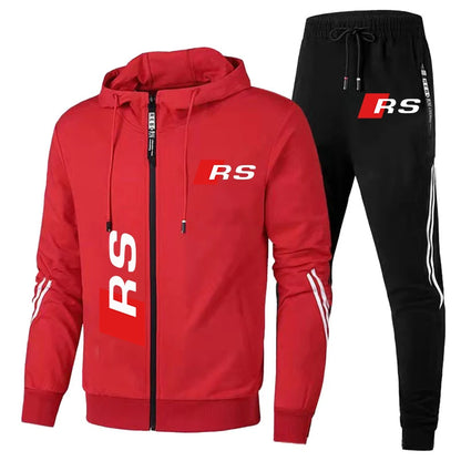 Autumn Winter Men's Clothing Tracksuit Audi RS Logo Print Sportswear Sweatshirt+Pants Sweat Suit Casual Audi Sports Hoodie Suits