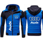 Autumn New Mens Audi Hoodie Jacket fleece thick Sweatshirt Zipper Pullover Harajuku Sportswear Cardigan Custom Men Audi Clothing