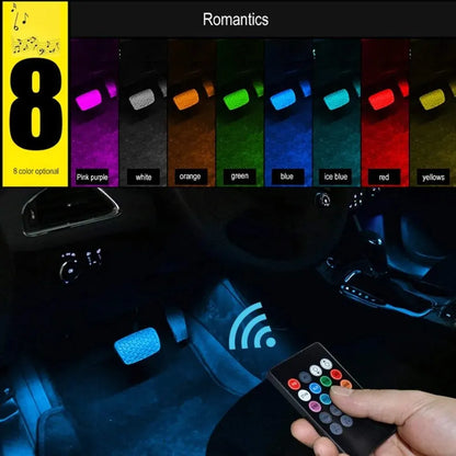 Universal Car RGB Ambient Lights LED Strip Interior Atmosphere Lamps 8