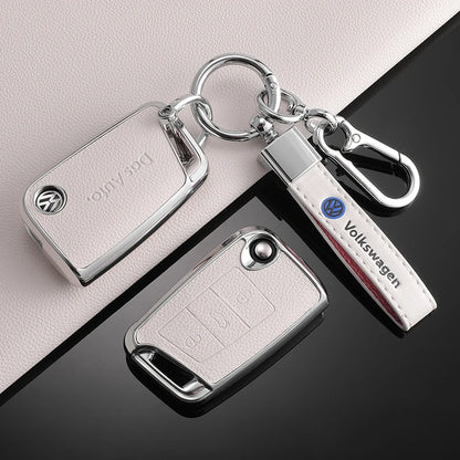 Leather Car Key Case For VW Volkswagen Golf 7 MK7 Tiguan MK2 T-roc T-cross