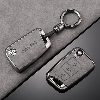 Leather Car Key Case For VW Volkswagen Golf 7 MK7 Tiguan MK2 T-roc T-cross