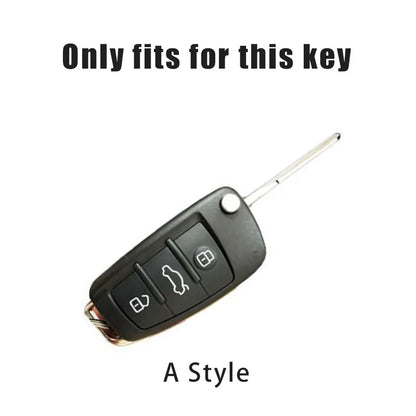 Zinc Alloy Leather Key Chain Keyring Case Cover For Audi