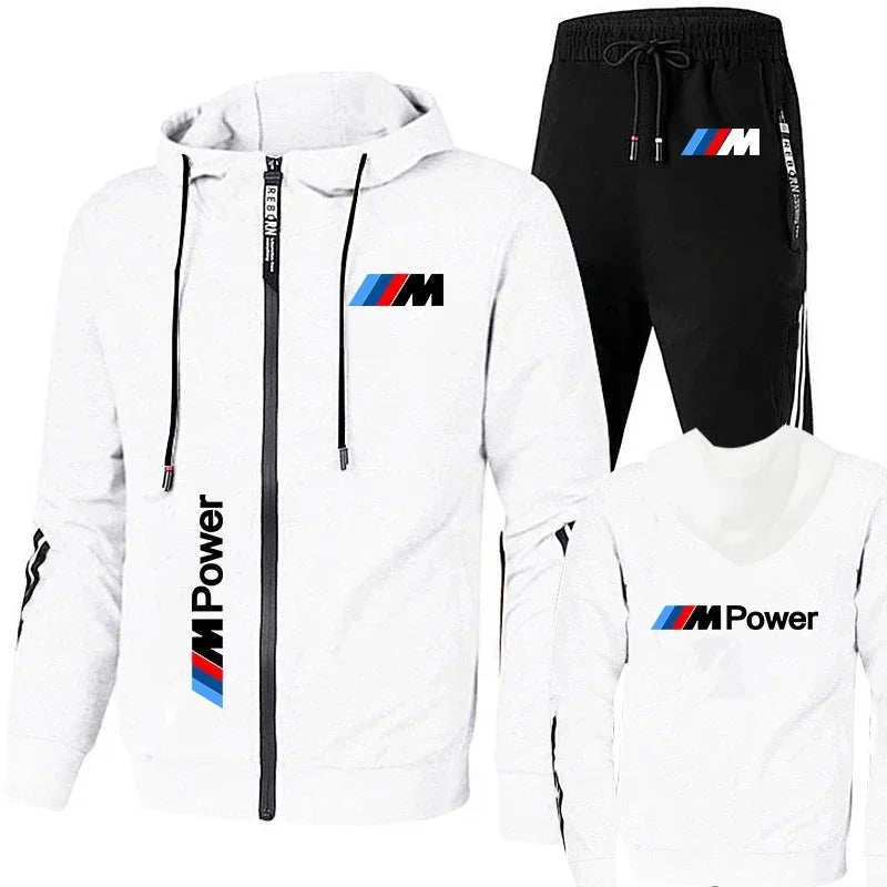 BMW Men's Hoodie Set 2-piece Set 2025 New BMW Printed Jacket Men's Winter Fashion Simple Hoodie Stormtrooper Coat BMW Jacket