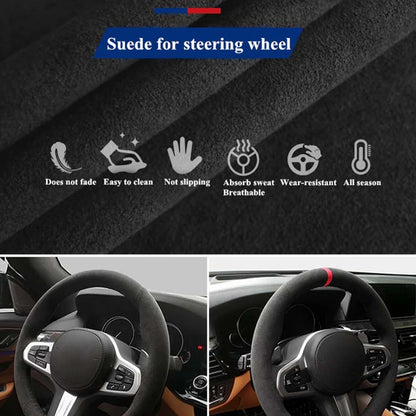 Steering Wheel Cover Anti-slip Black Suede For Volkswagen Golf 7 7.5 GTI Golf R MK7 Polo Scirocco 2015 2016 Car Accessories