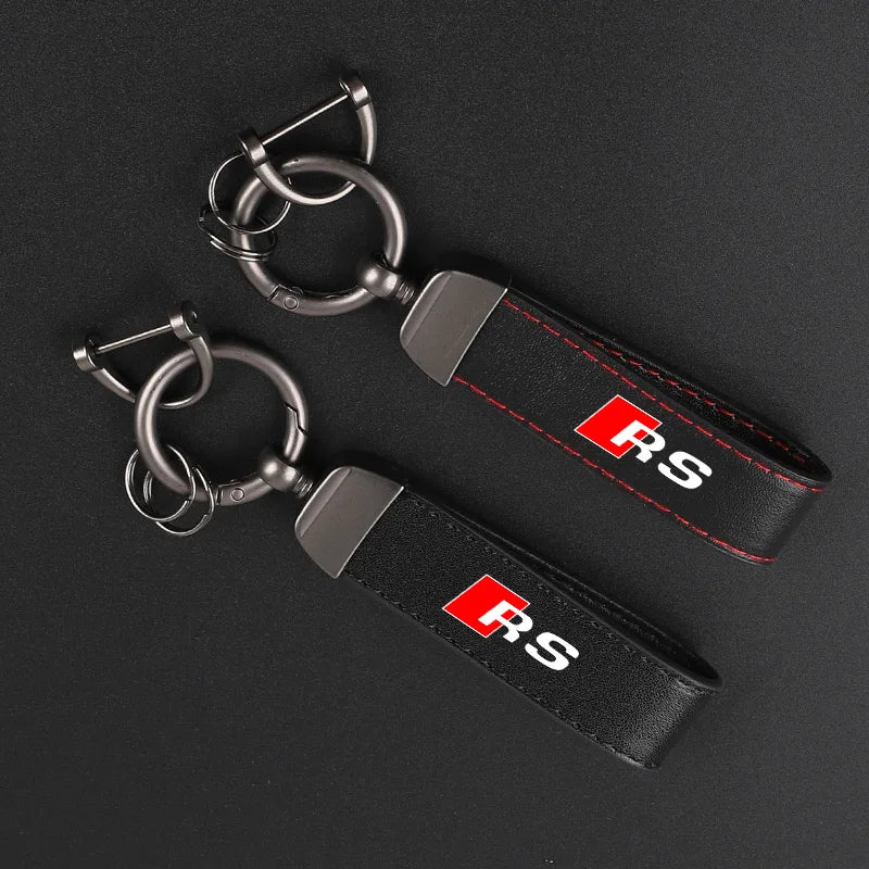 Audi RS Deluxe Leather Keychain with Badge