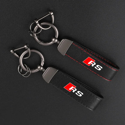 Audi RS Deluxe Leather Keychain with Badge