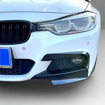 Front Bumper Splitter Trim Kit Fog Light Lamp Cover Canards For BMW F30