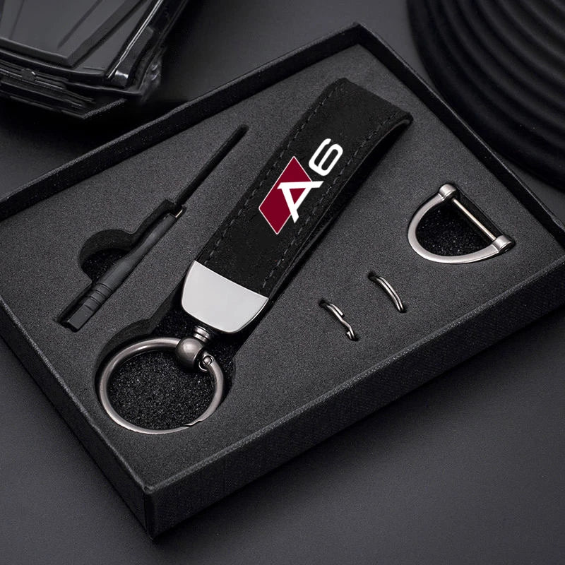 Audi Metal Keychain Suede Leather