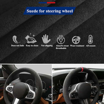 Steering Wheel Cover Anti-slip Black Suede For Volkswagen Golf 7 7.5 GTI Golf R MK7 Polo Scirocco 2015 2016 Car Accessories