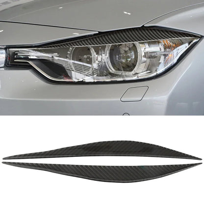 Carbon Fibre Car Headlight Eyebrows Eyelid ABS Cover Trim For BMW