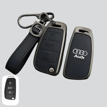 Zinc Alloy Leather Key Chain Keyring Case Cover For Audi