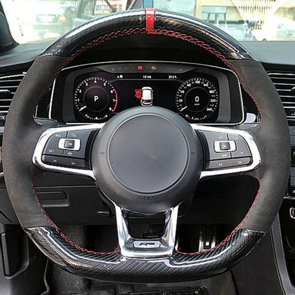Steering Wheel Cover Anti-slip Black Suede For Volkswagen Golf 7 7.5 GTI Golf R MK7 Polo Scirocco 2015 2016 Car Accessories