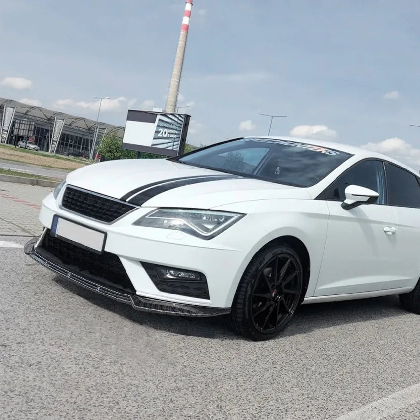 Glossy Carbon/Black Front Splitter - Seat Leon MK 3.5 2017 2018 2019