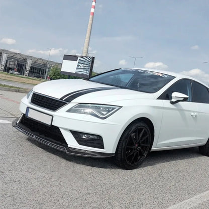 Glossy Carbon/Black Front Splitter - Seat Leon MK 3.5 2017 2018 2019