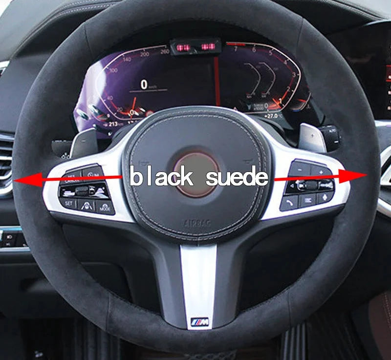 Black Leather Steering Wheel Cover for BMW M Sport G20 G21 F40 F44 G22 G23 G30 G31 G32 G11 G12 G14 G15 G16