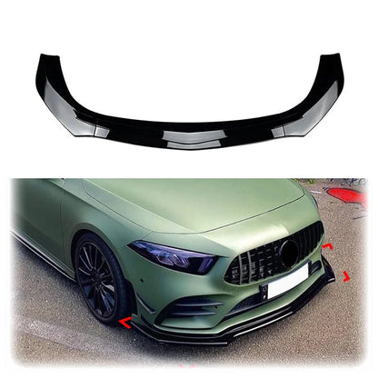 Mercedes Benz A CLASS 2019-2022 Front Lip Bumper Splitter Glossy Black Or Carbon Fibre Look