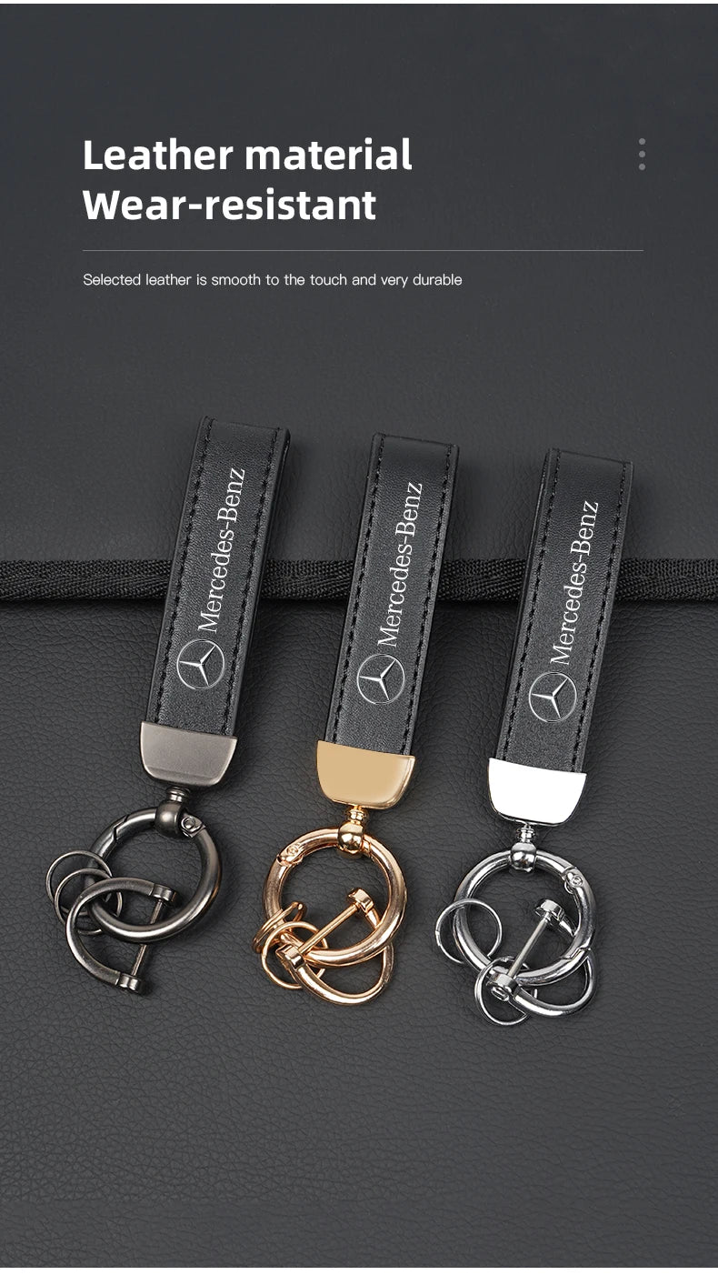 Keychain Vintage Leather For Mercedes Benz