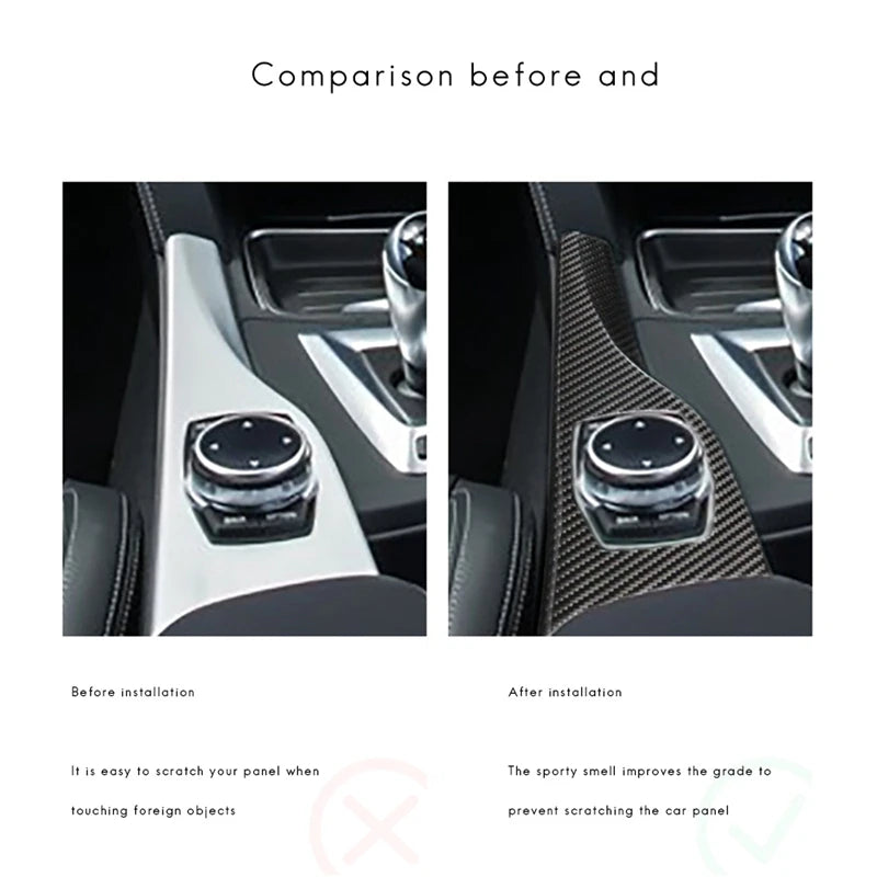 Multimedia Panel Cover Trim Real Carbon Fiber Sticker For BMW F30 F32