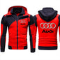 Autumn New Mens Audi Hoodie Jacket fleece thick Sweatshirt Zipper Pullover Harajuku Sportswear Cardigan Custom Men Audi Clothing