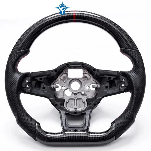 Carbon LED Steering Wheel - Perforated Leather For VW Golf MK7 MK7.5