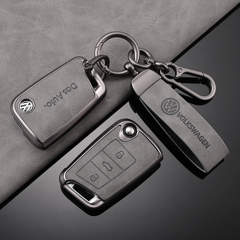 Leather Car Key Case For VW Volkswagen Golf 7 MK7 Tiguan MK2 T-roc T-cross