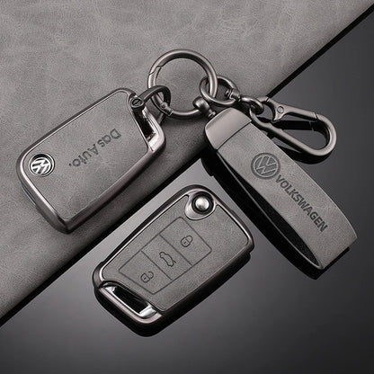 Leather Car Key Case For VW Volkswagen Golf 7 MK7 Tiguan MK2 T-roc T-cross