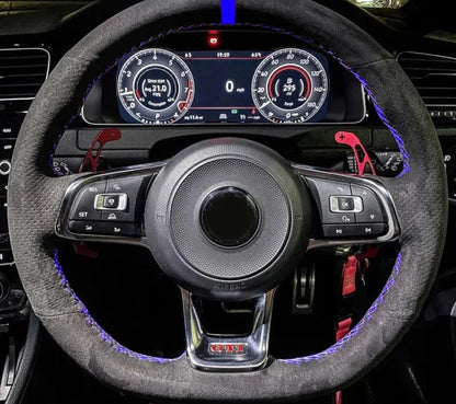 Custom Black Grey Suede Car Steering Wheel Cover For Volkswagen Golf 7 7.5 GTI Golf R MK7 VW Polo GTI Scirocco 2015 2016